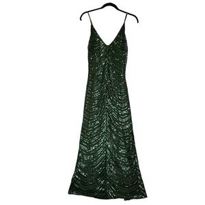 Lulus Shine Language Emerald Green Sequin Mermaid Maxi Dress Large Sparkle Bold